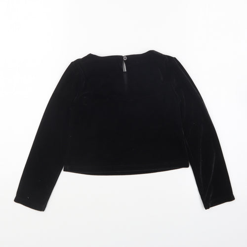 Dunnes Stores Girls Black Polyester Basic T-Shirt Size 5-6 Years Round Neck Pullover