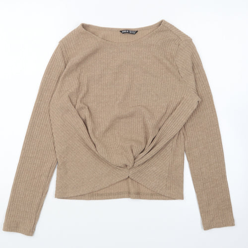 SheIn Womens Brown Round Neck Polyester Pullover Jumper Size XS