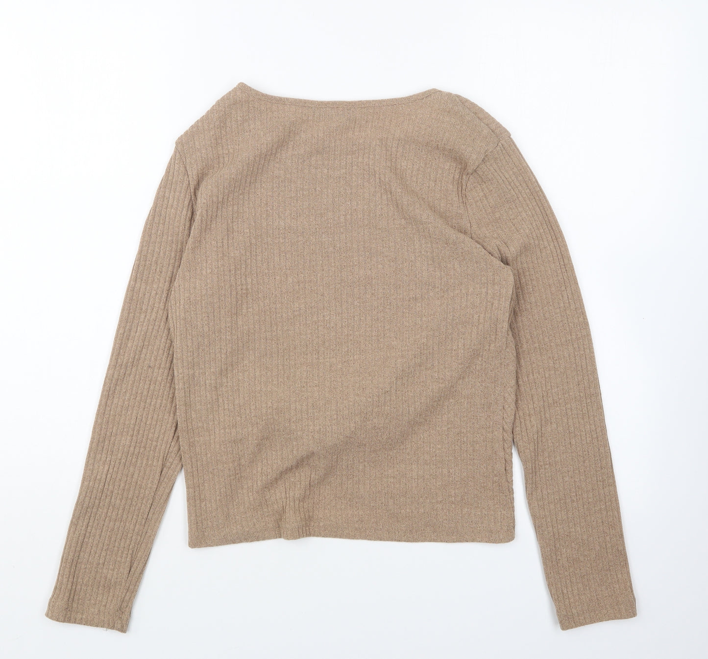 SheIn Womens Brown Round Neck Polyester Pullover Jumper Size XS