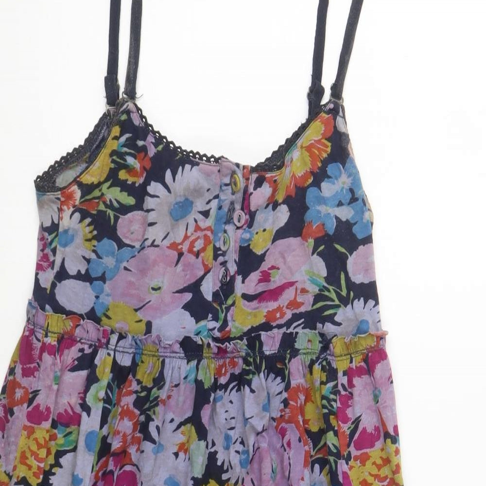 River Island Womens Multicoloured Floral Cotton Mini Size 6 Sweetheart Pullover