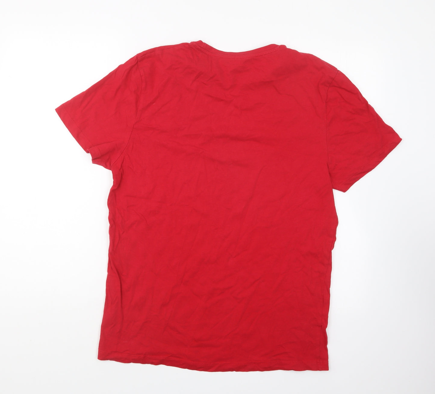 Primark Mens Red Cotton T-Shirt Size L Round Neck - Moving Forward Never Look Back