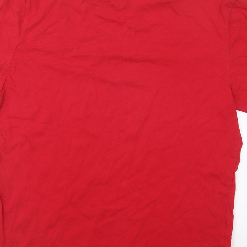 Primark Mens Red Cotton T-Shirt Size L Round Neck - Moving Forward Never Look Back