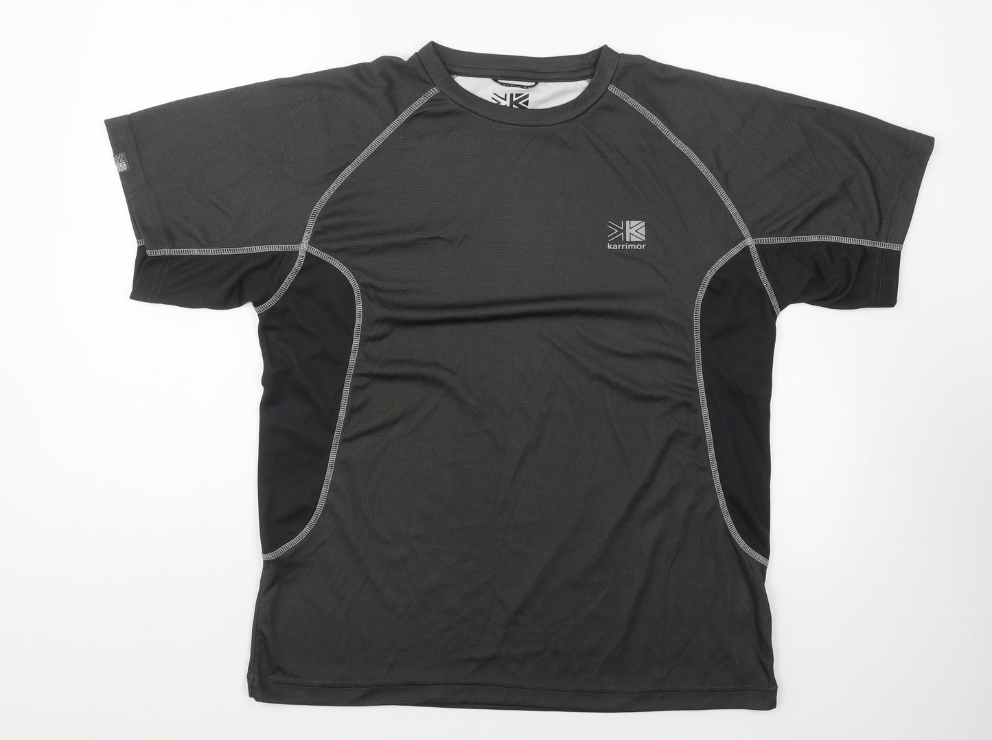 Karrimor Mens Grey Polyester Basic T-Shirt Size L Round Neck Pullover