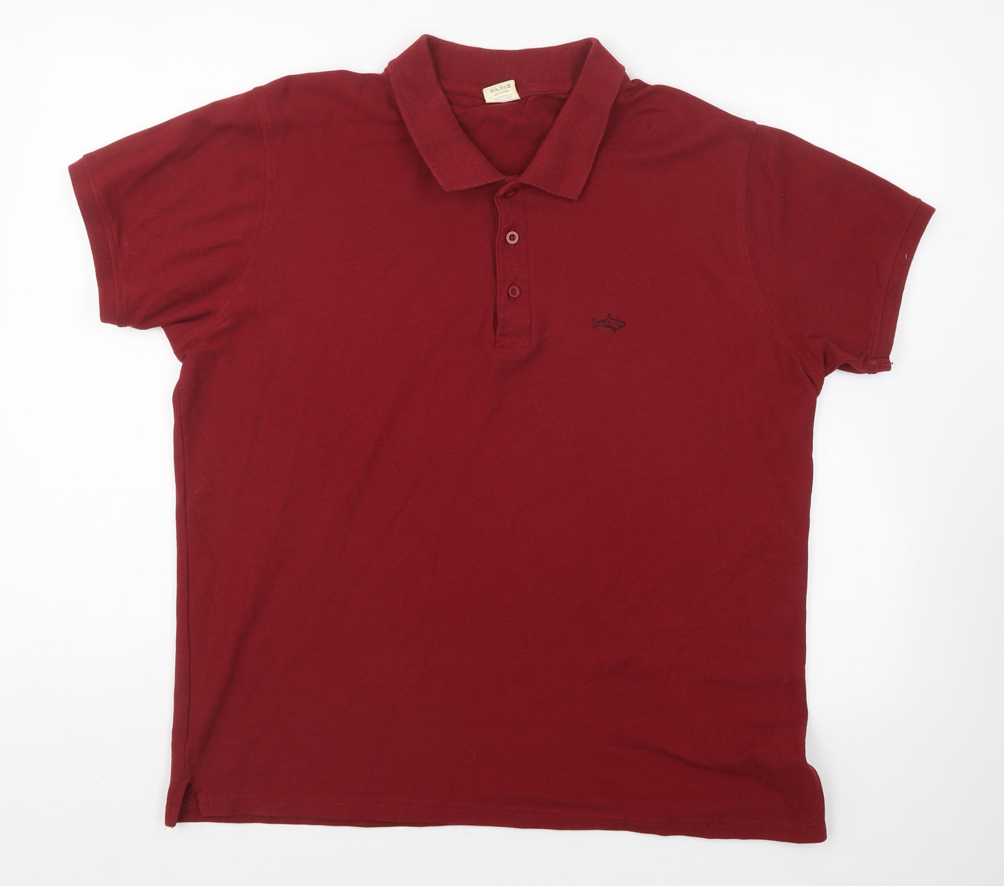 John Shark Mens Red Cotton Polo Size XL Collared Button