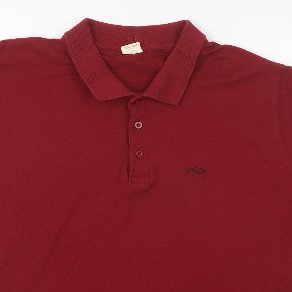 John Shark Mens Red Cotton Polo Size XL Collared Button