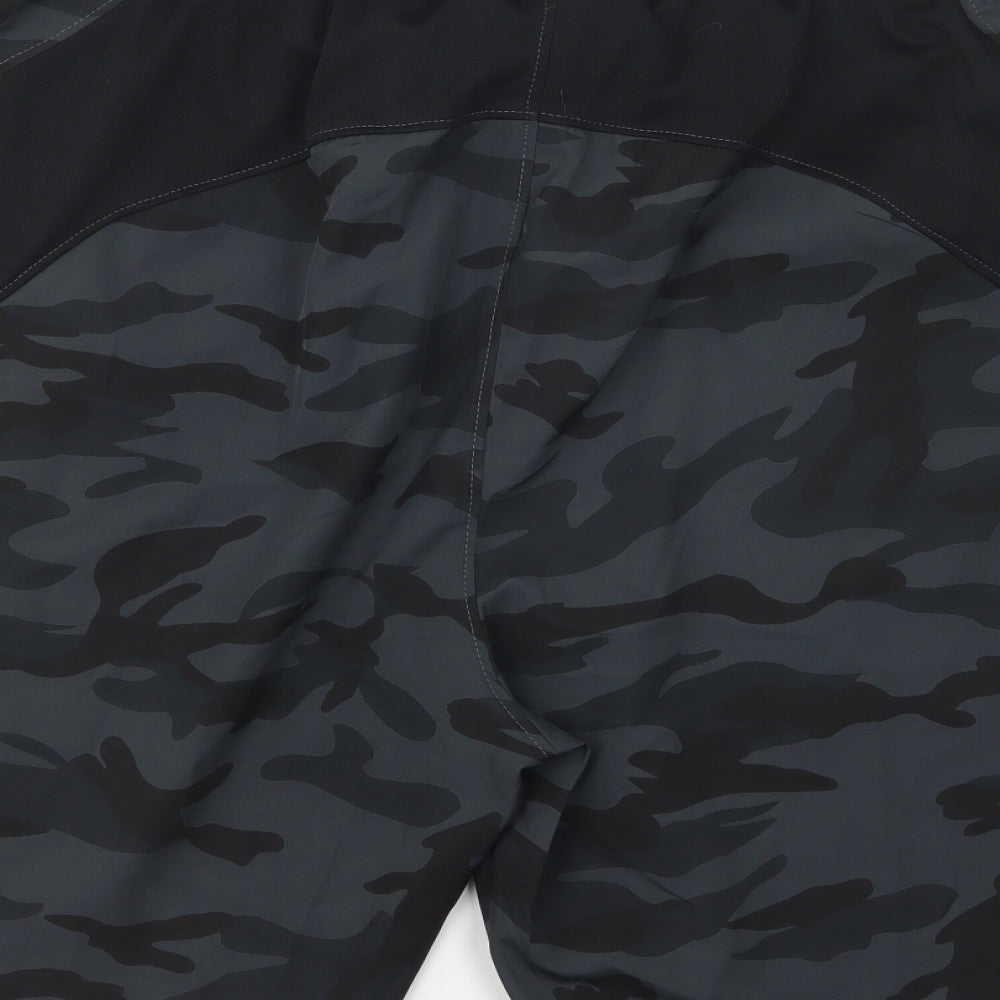 HMIYA Mens Grey Camouflage Polyester Sweat Shorts Size 3XL L7 in Regular Drawstring