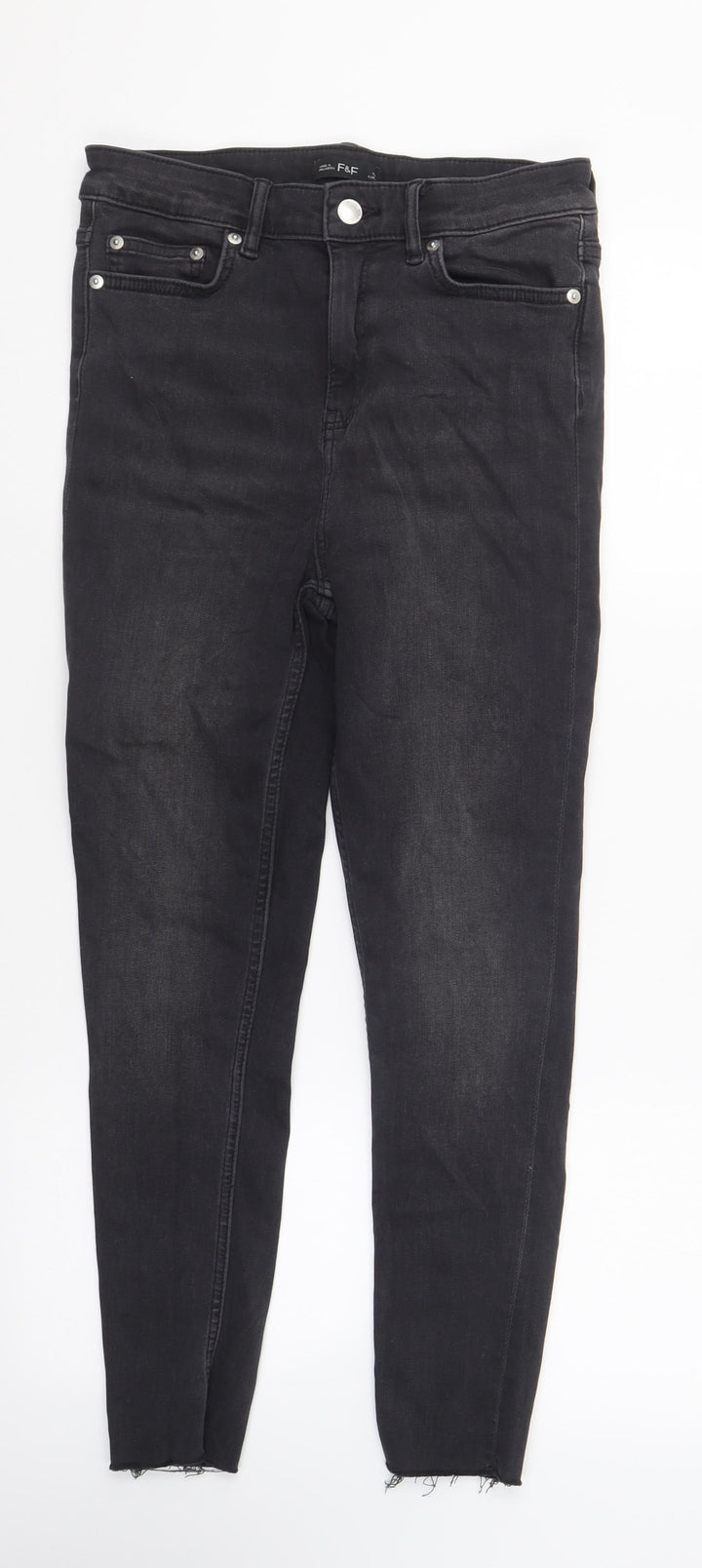 F&F Womens Black Cotton Skinny Jeans Size 10 L23 in Regular Button