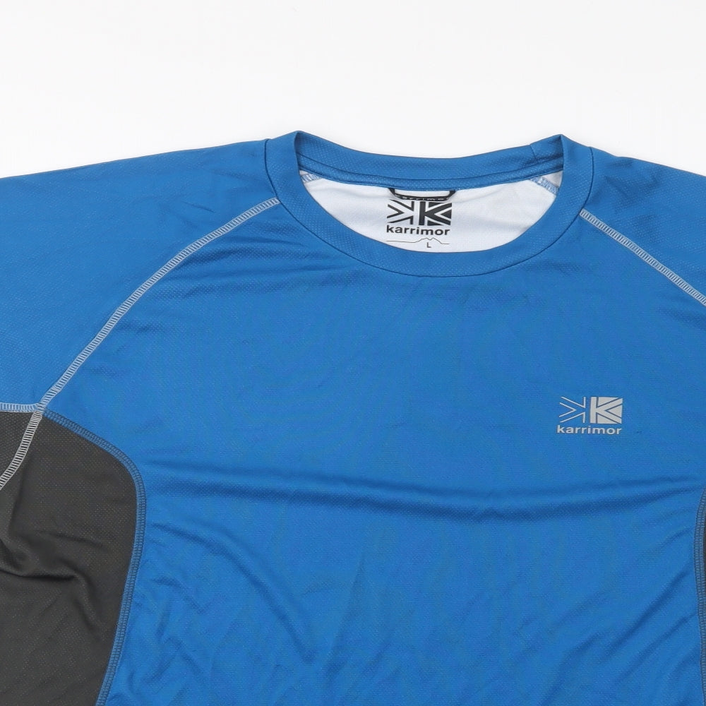Karrimor Mens Blue Polyester Basic T-Shirt Size L Round Neck Pullover