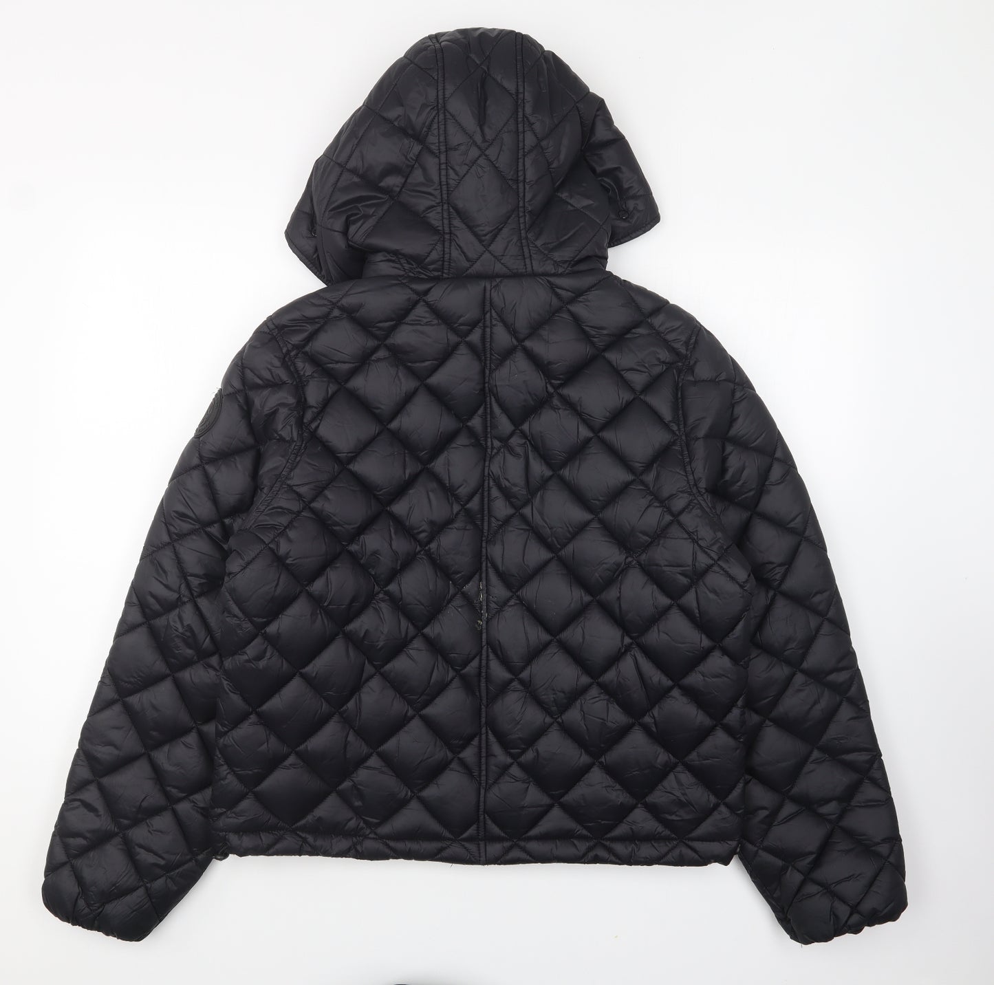 River Island Womens Black Quilted Coat Size 10 Zip