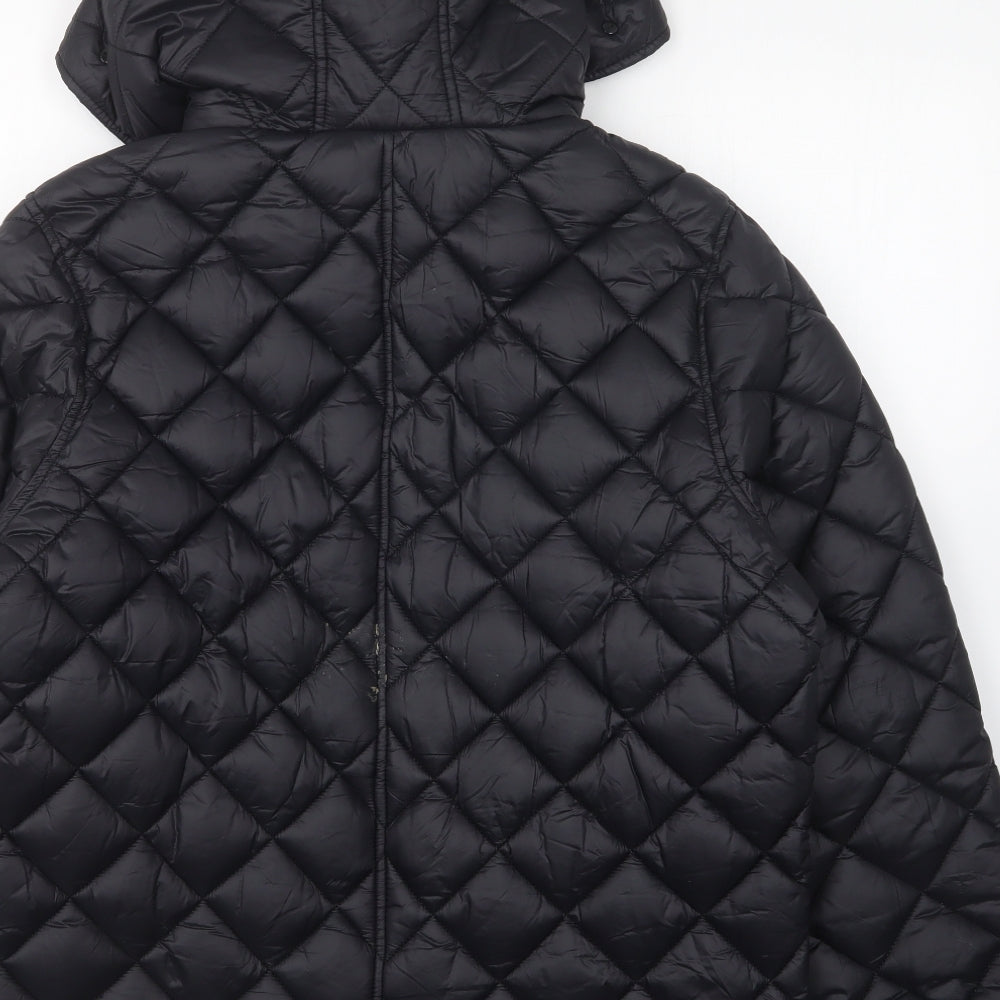 River Island Womens Black Quilted Coat Size 10 Zip