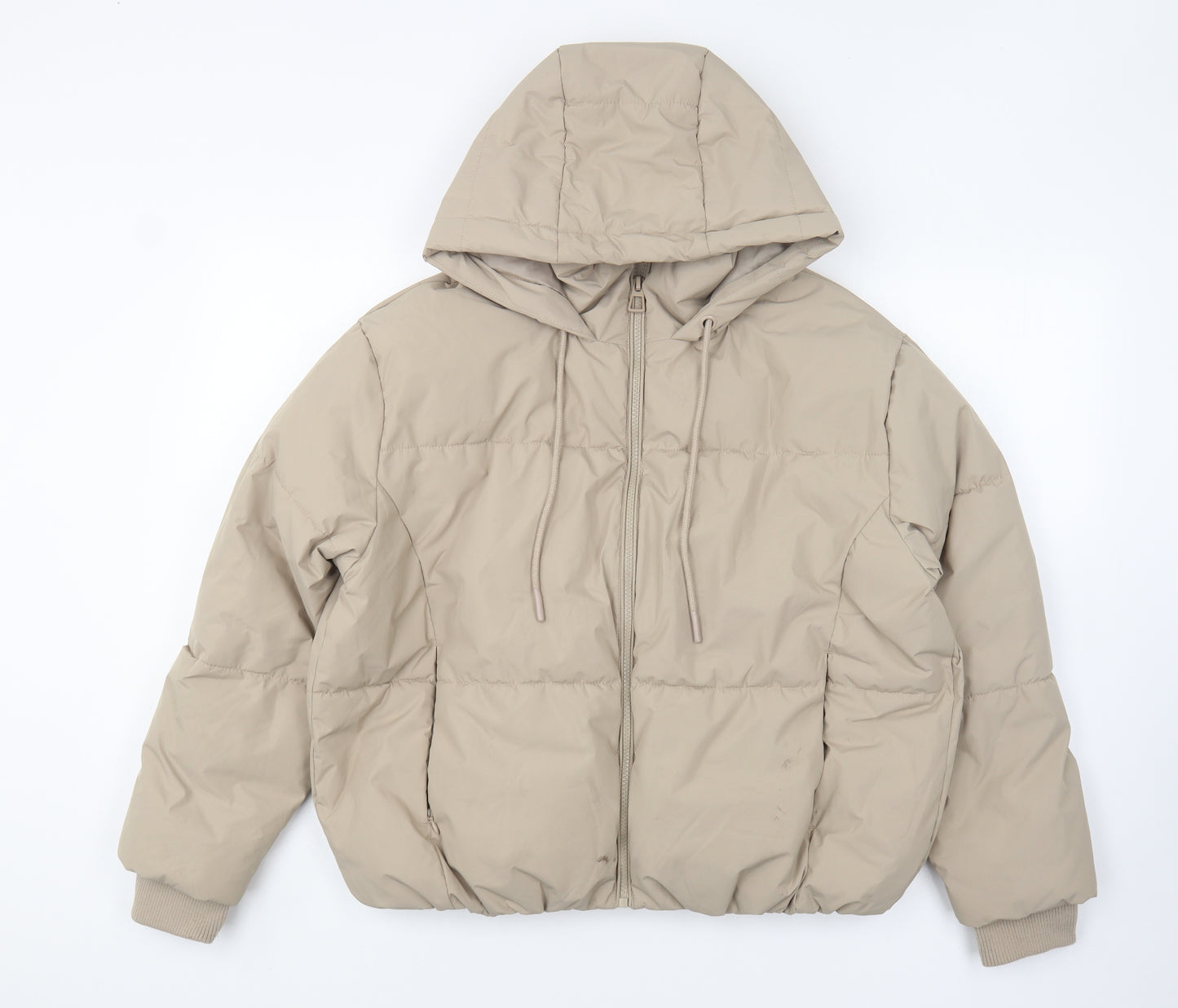 Dunnes Stores Womens Beige Puffer Jacket Coat Size S Zip