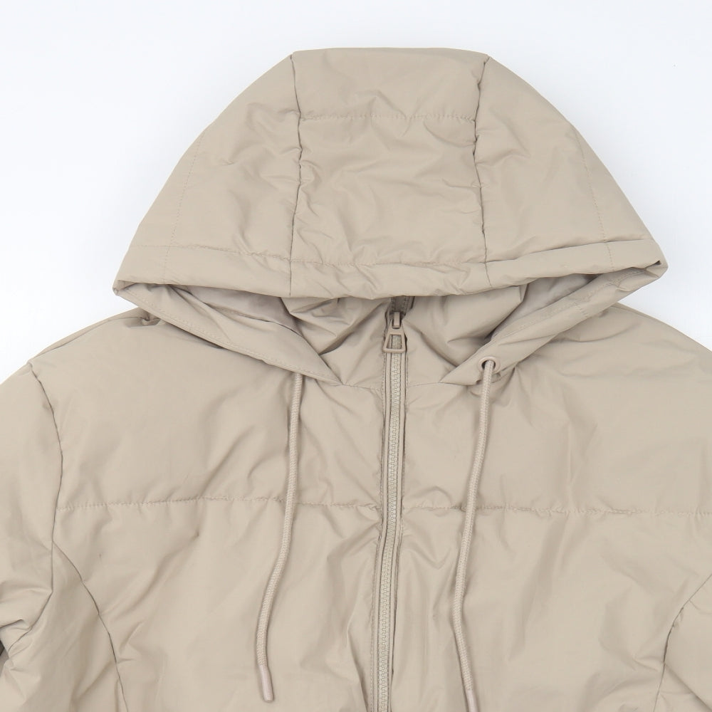 Dunnes Stores Womens Beige Puffer Jacket Coat Size S Zip
