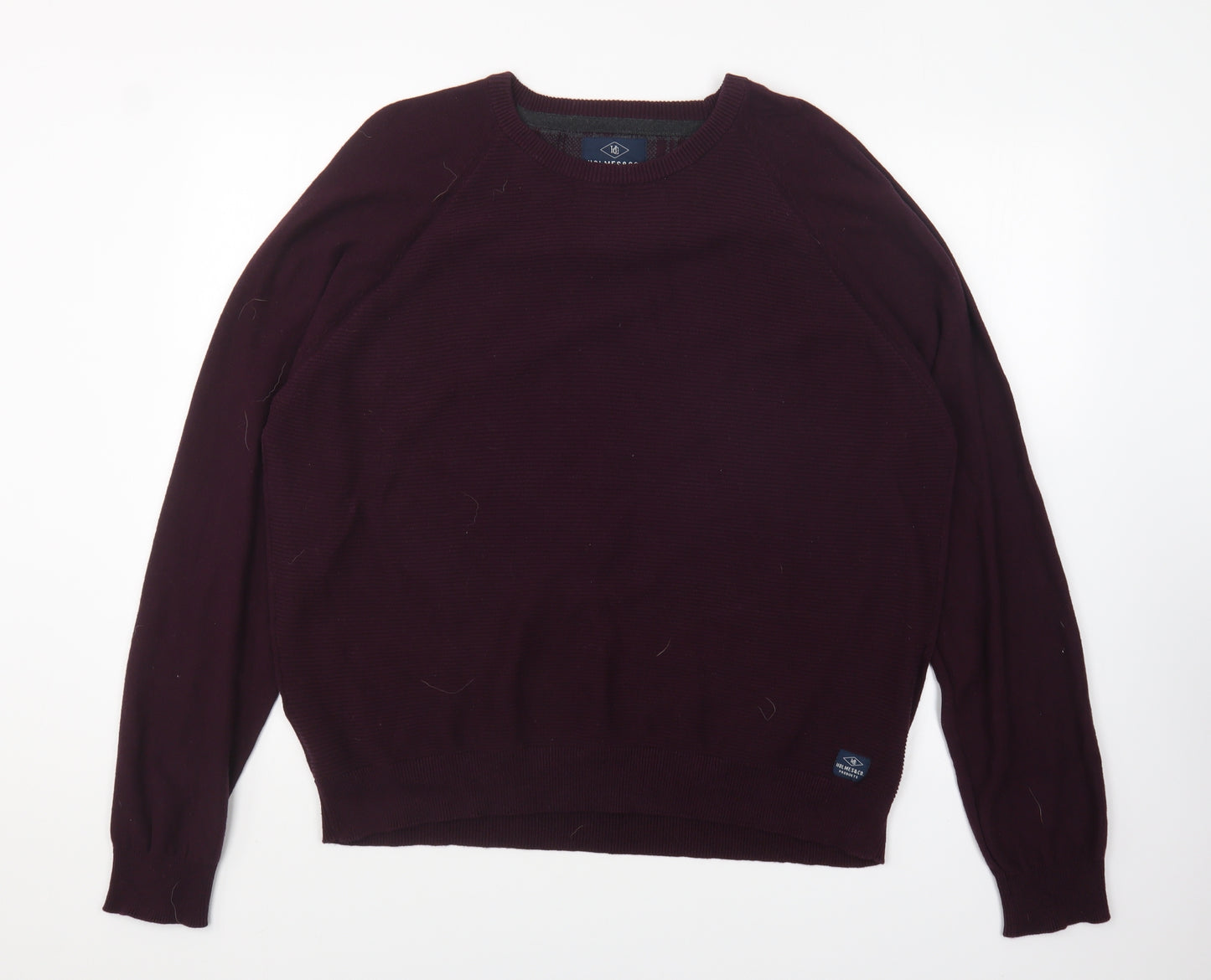 Holmes & Co Mens Purple Round Neck Cotton Pullover Jumper Size 2XL