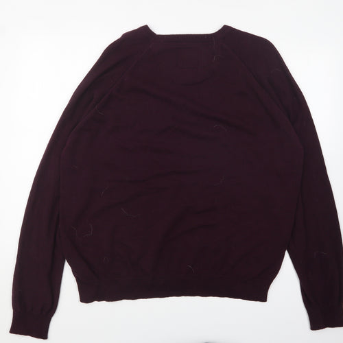 Holmes & Co Mens Purple Round Neck Cotton Pullover Jumper Size 2XL