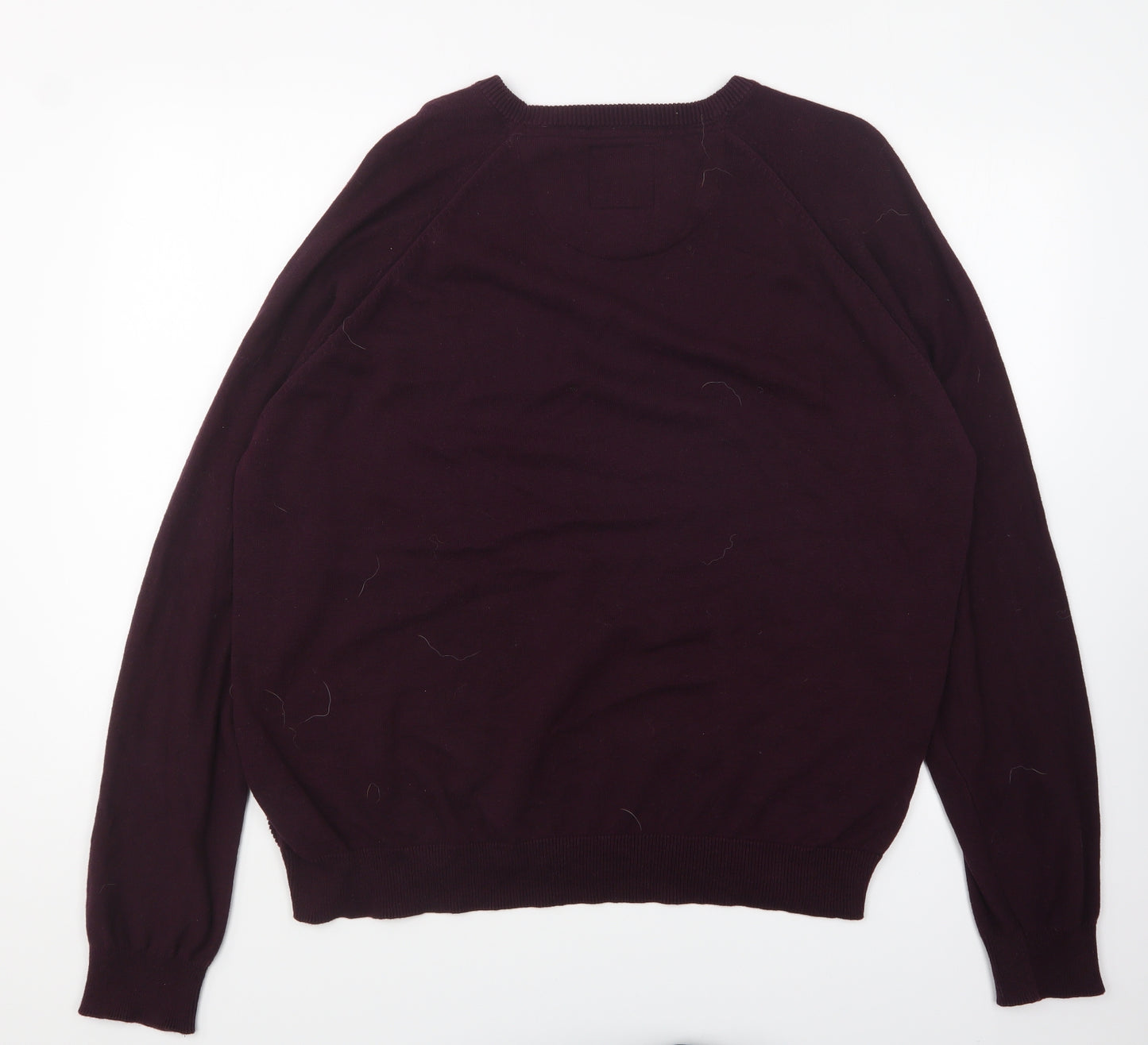 Holmes & Co Mens Purple Round Neck Cotton Pullover Jumper Size 2XL
