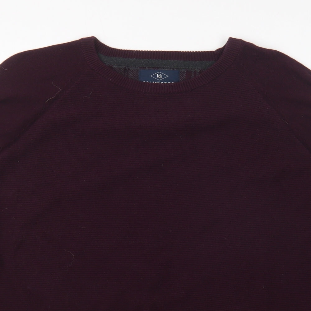 Holmes & Co Mens Purple Round Neck Cotton Pullover Jumper Size 2XL
