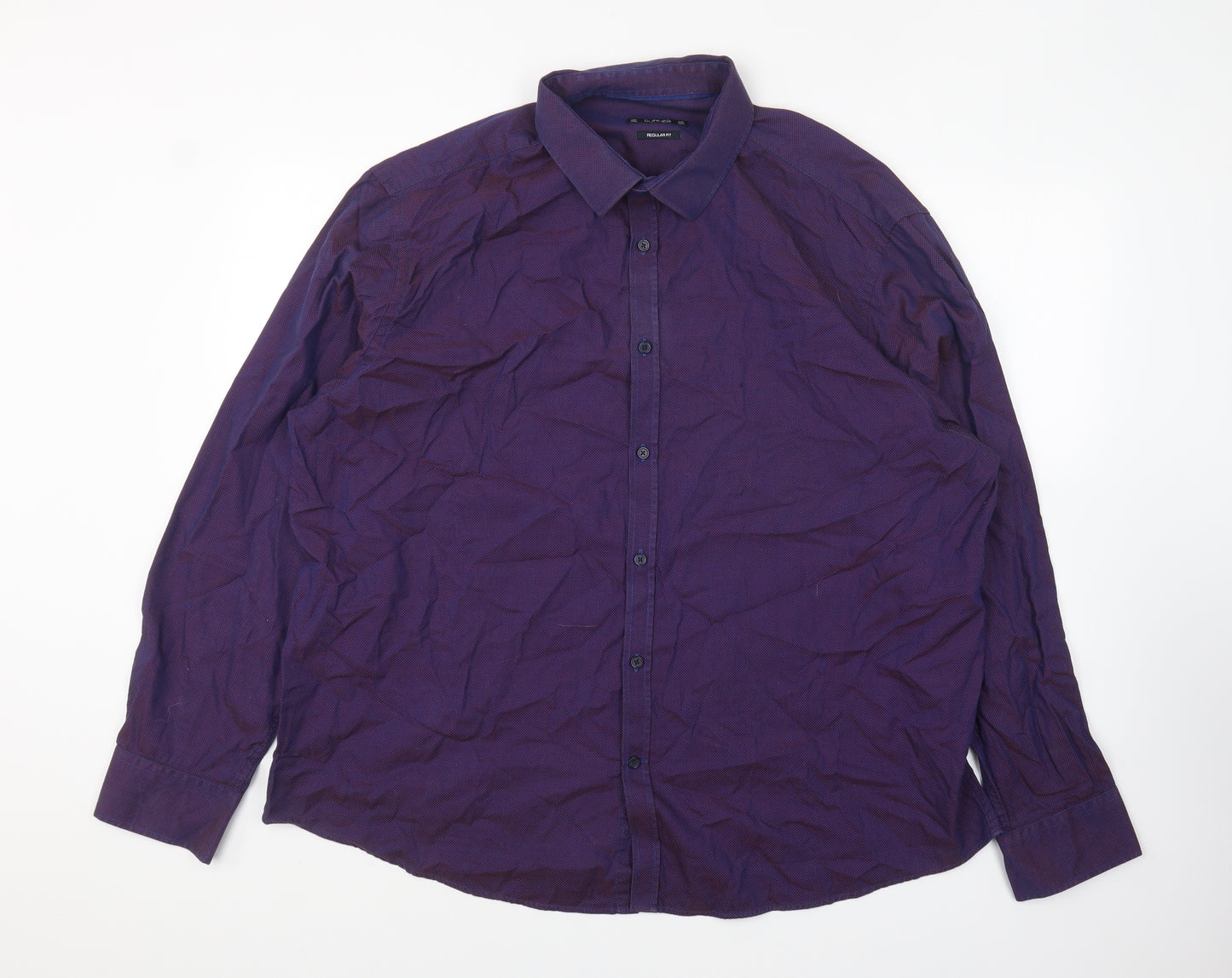 Dunnes Stores Mens Purple Cotton Button-Up Size 3XL Collared Button