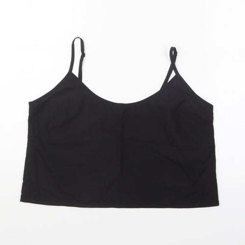 Jack Wills Womens Black Cotton Camisole T-Shirt Size 12 V-Neck