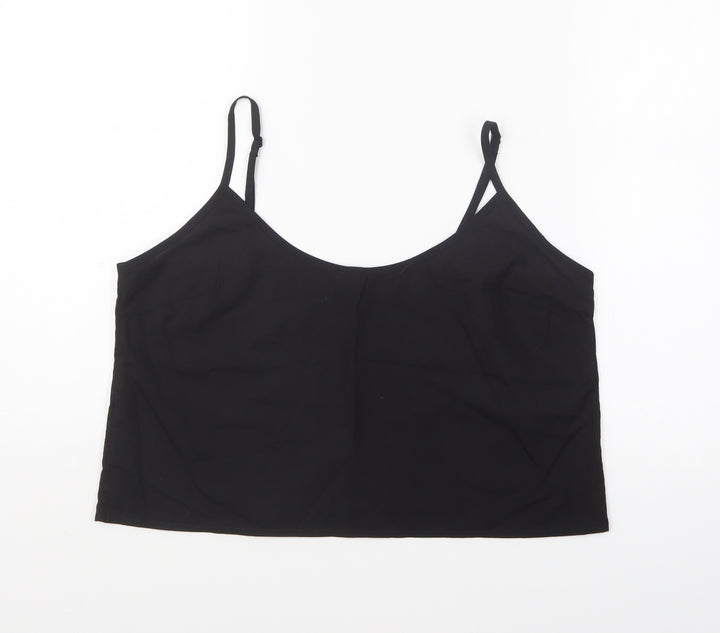 Jack Wills Womens Black Cotton Camisole T-Shirt Size 12 V-Neck