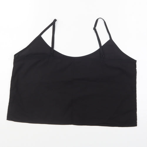 Jack Wills Womens Black Cotton Camisole T-Shirt Size 12 V-Neck