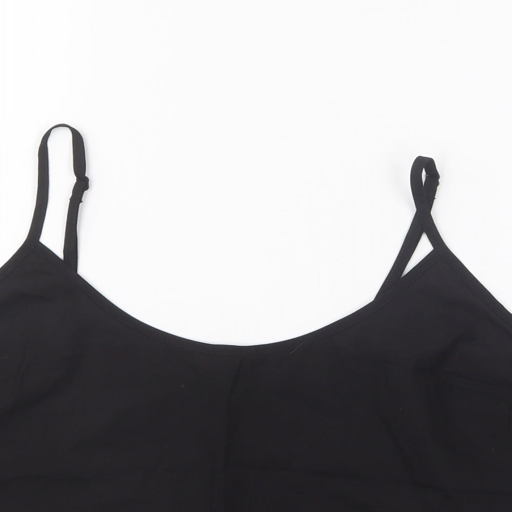 Jack Wills Womens Black Cotton Camisole T-Shirt Size 12 V-Neck