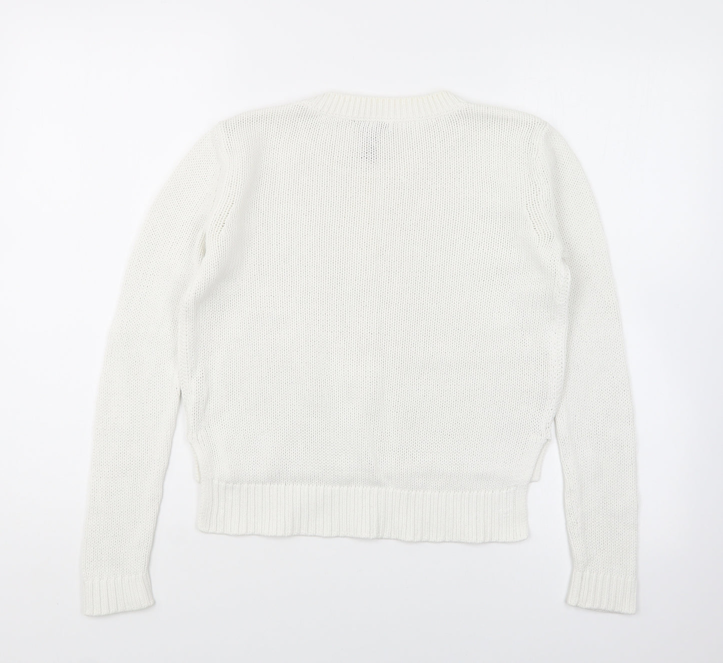 Gap Womens White Round Neck Cotton Pullover Jumper Size XS