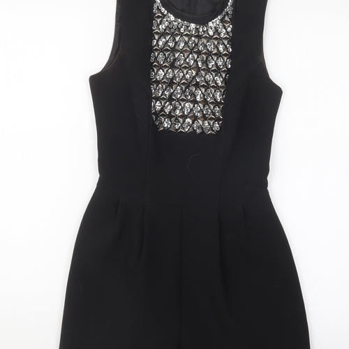 Miss Selfridge Womens Black Polyester Playsuit One-Piece Size 6 Zip