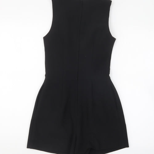Miss Selfridge Womens Black Polyester Playsuit One-Piece Size 6 Zip