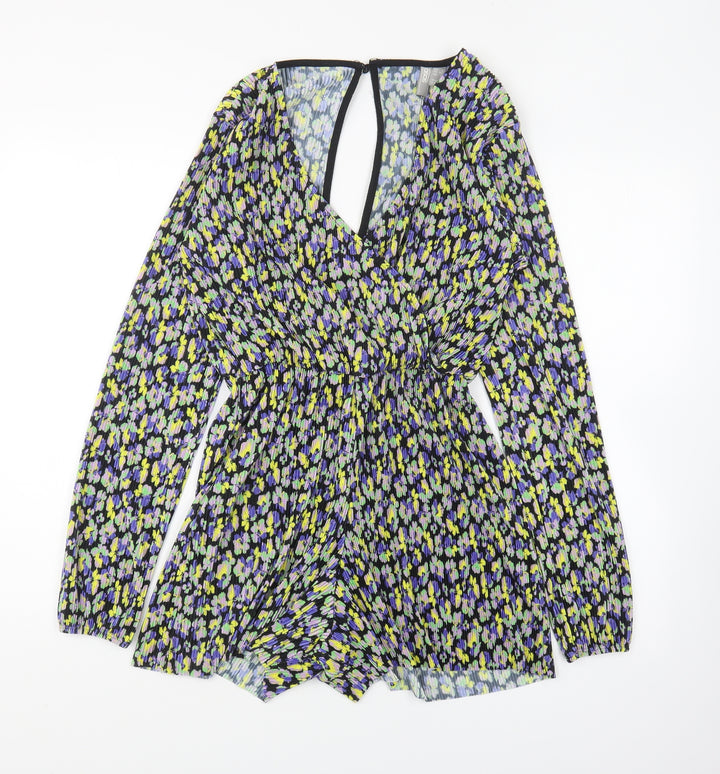 ASOS Womens Multicoloured Floral Polyester Playsuit One-Piece Size 4 Button