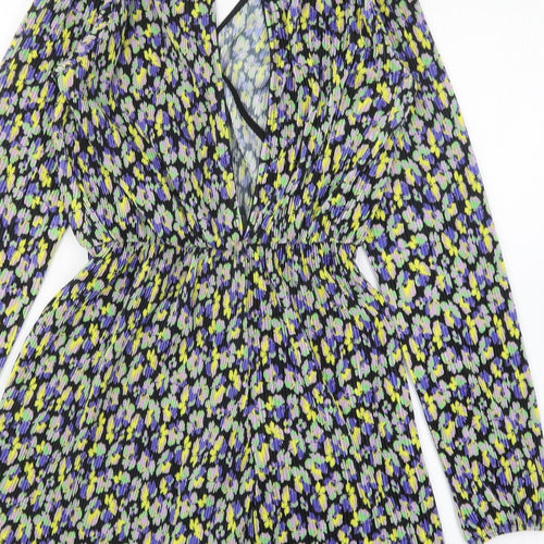 ASOS Womens Multicoloured Floral Polyester Playsuit One-Piece Size 4 Button