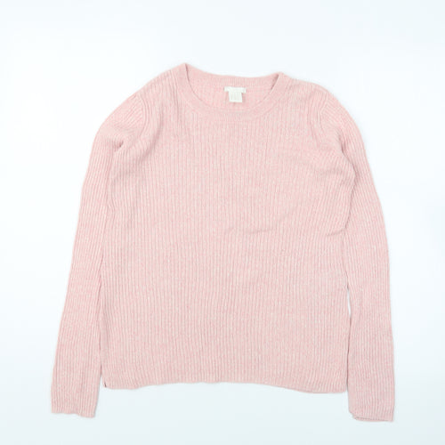 H&M Womens Pink Round Neck Cotton Pullover Jumper Size XS