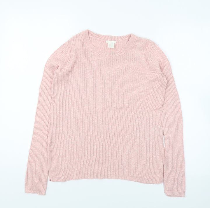 H&M Womens Pink Round Neck Cotton Pullover Jumper Size XS