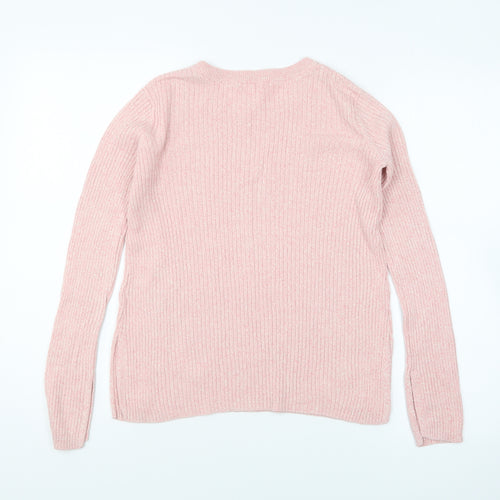 H&M Womens Pink Round Neck Cotton Pullover Jumper Size XS