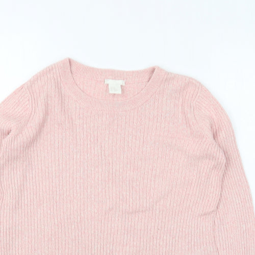 H&M Womens Pink Round Neck Cotton Pullover Jumper Size XS