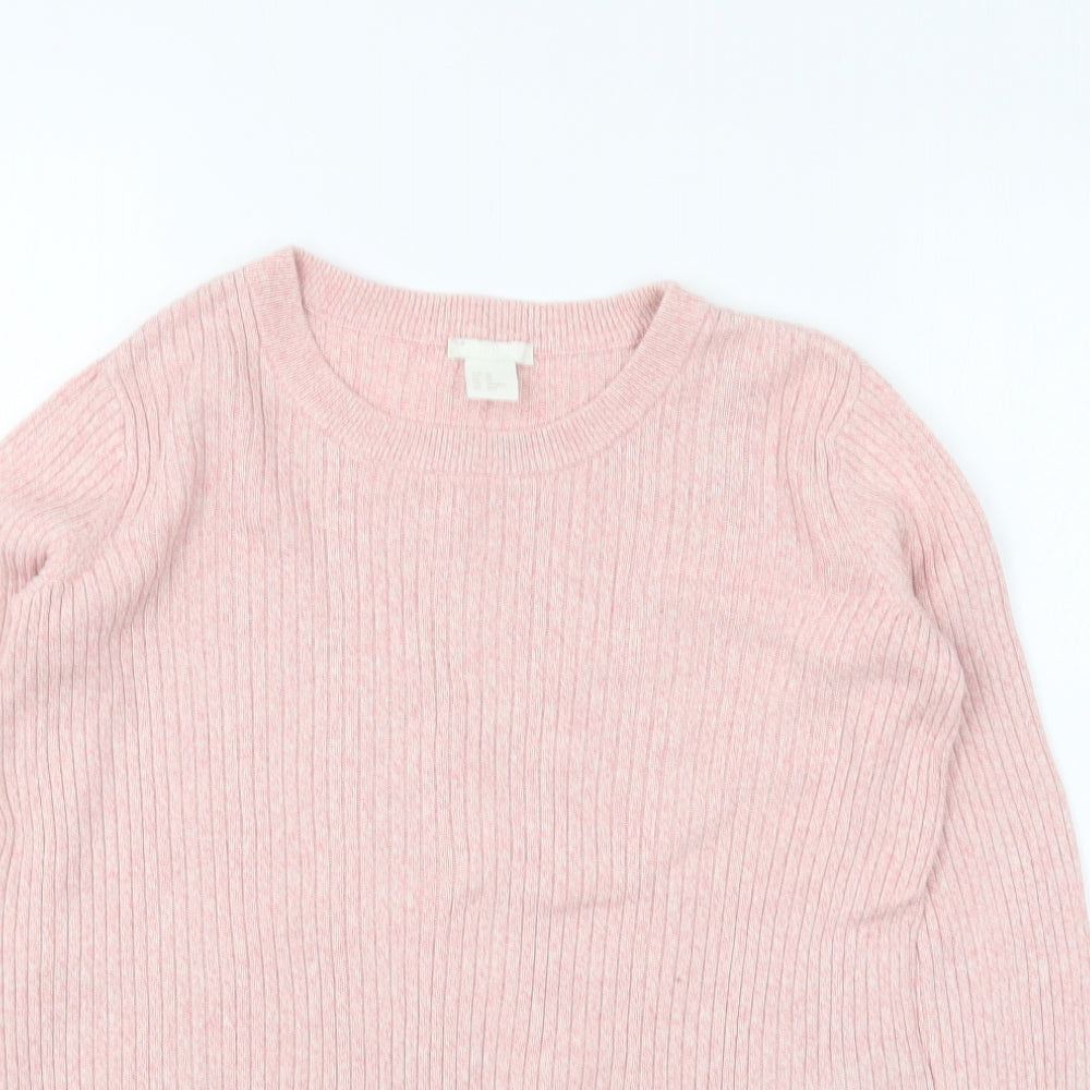 H&M Womens Pink Round Neck Cotton Pullover Jumper Size XS