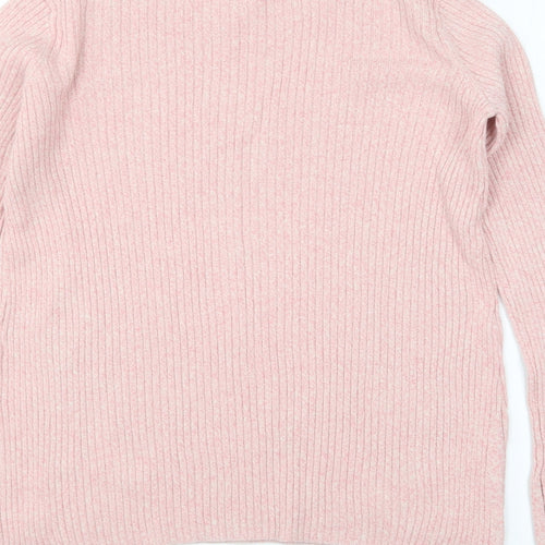 H&M Womens Pink Round Neck Cotton Pullover Jumper Size XS