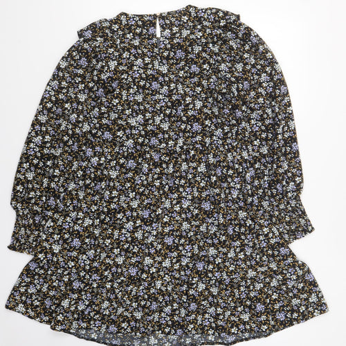 Primark Womens Multicoloured Floral Polyester Skater Dress Size 8 Round Neck Button