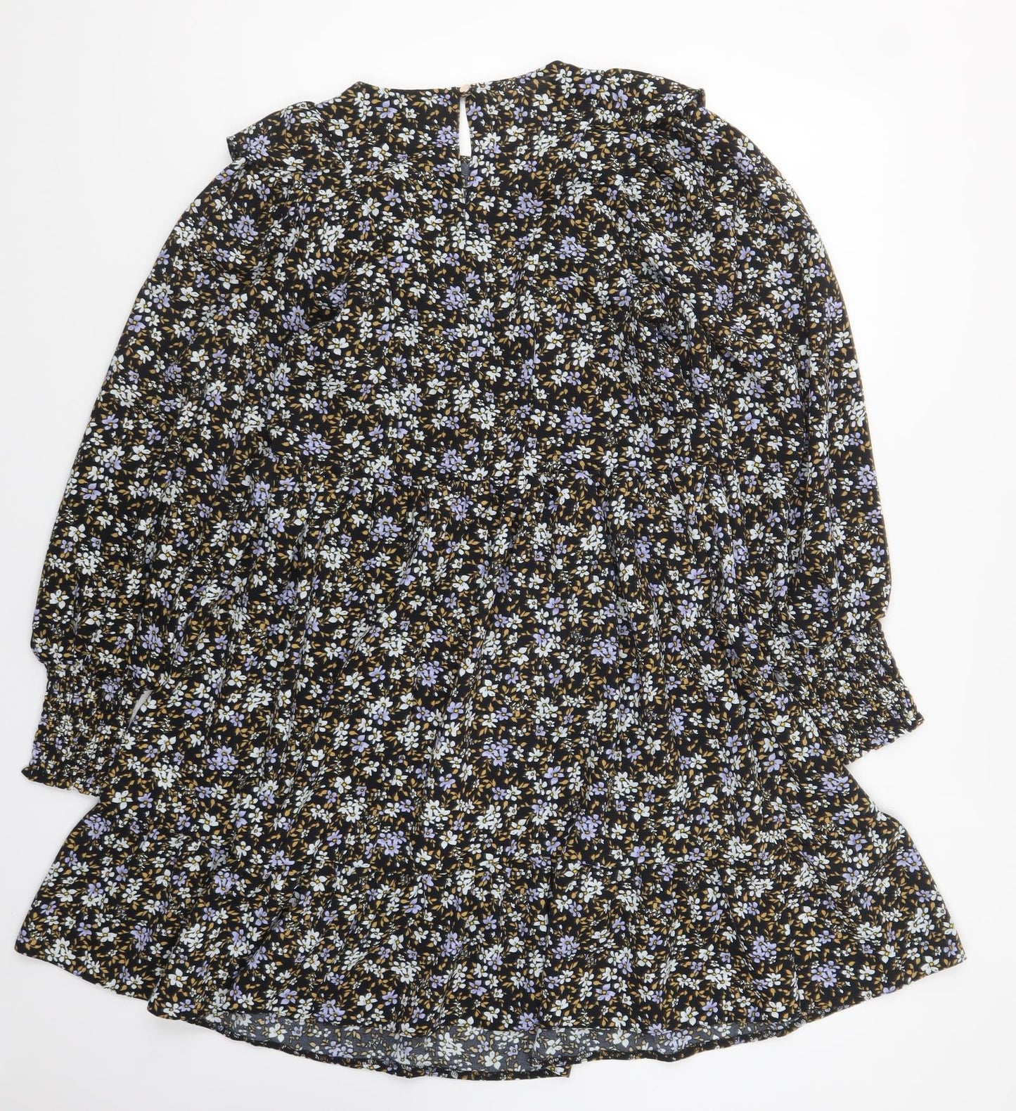 Primark Womens Multicoloured Floral Polyester Skater Dress Size 8 Round Neck Button