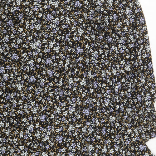 Primark Womens Multicoloured Floral Polyester Skater Dress Size 8 Round Neck Button