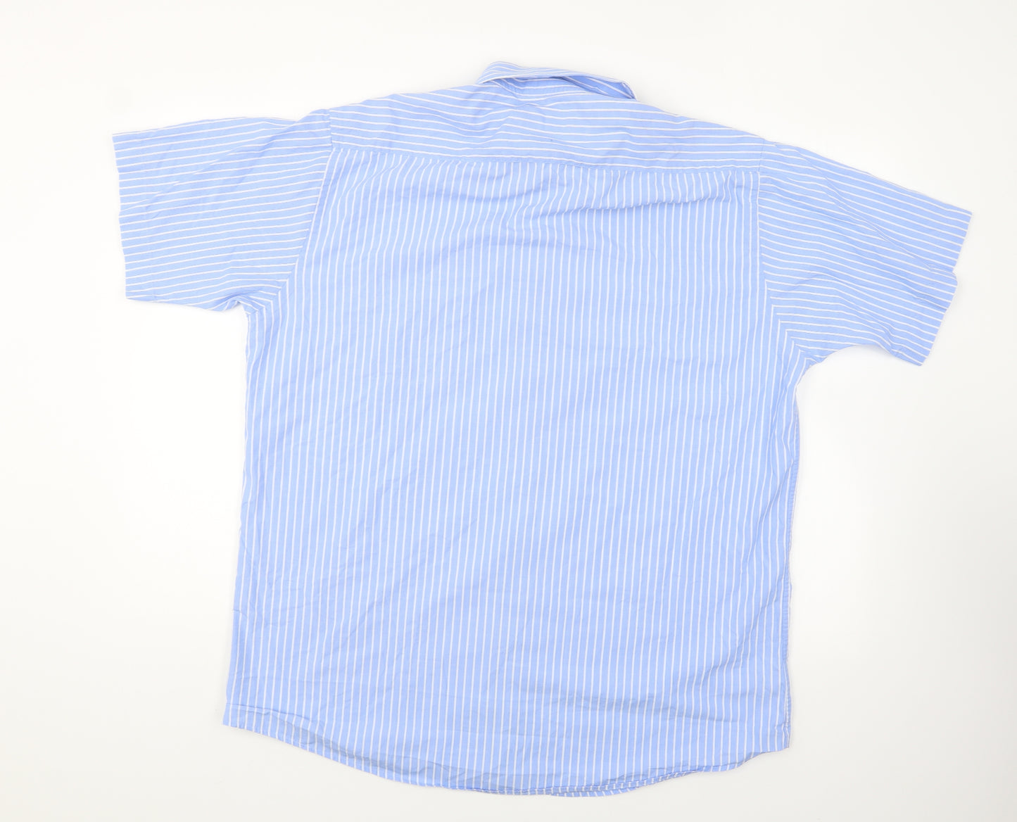 Brook Taverner Mens Blue Striped Cotton Button-Up Size 16.5 Collared Button