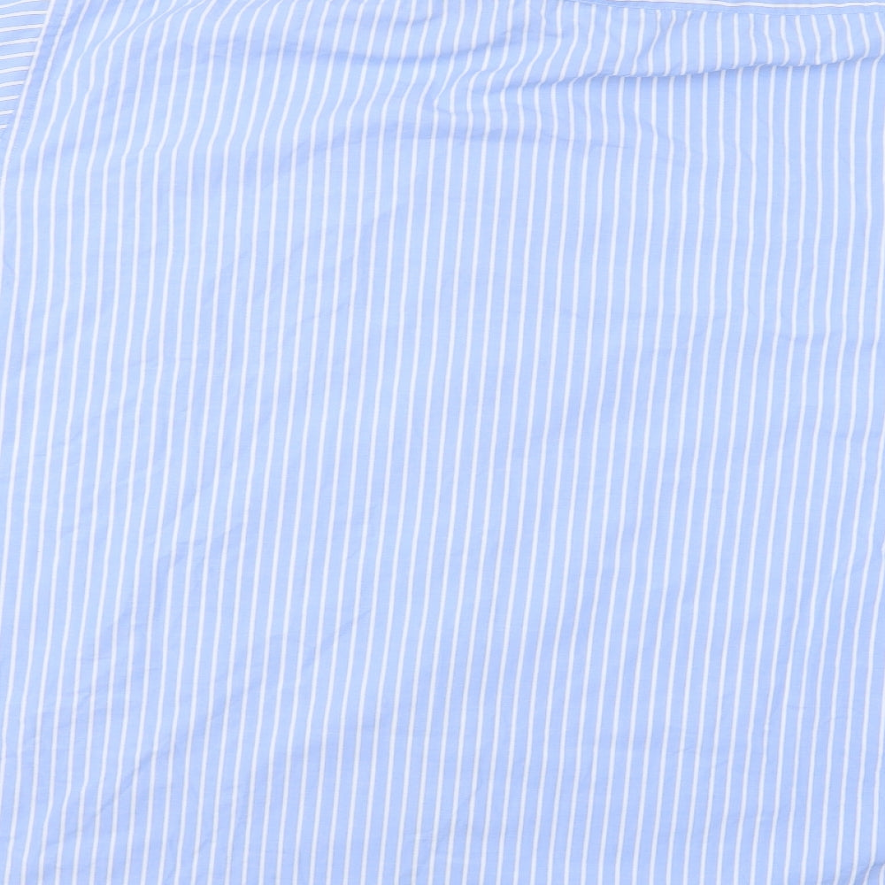 Brook Taverner Mens Blue Striped Cotton Button-Up Size 16.5 Collared Button