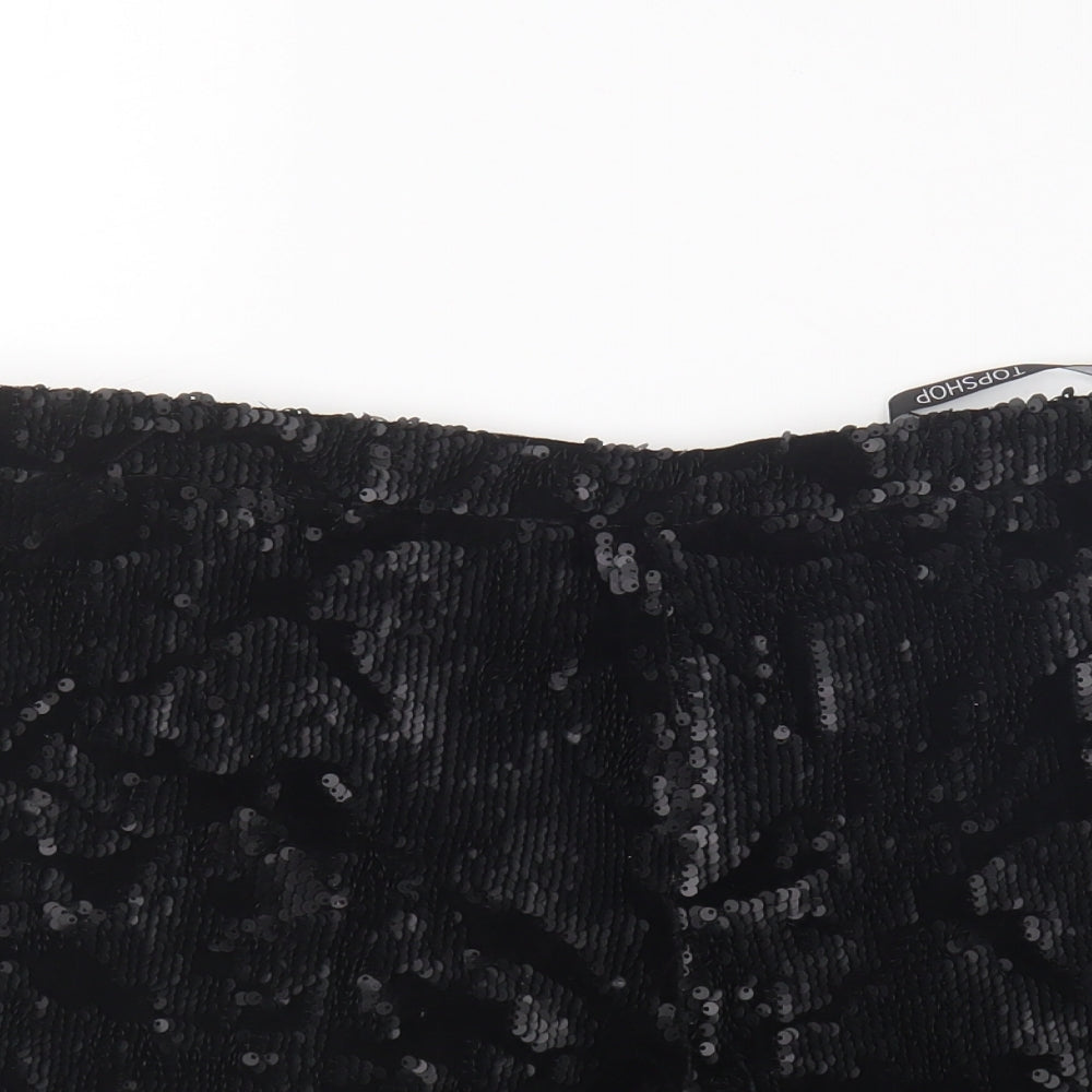 Topshop Womens Black Polyester Hot Pants Shorts Size 14 L5 in Regular Zip