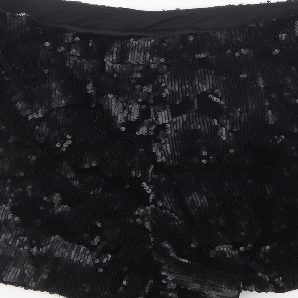 Topshop Womens Black Polyester Hot Pants Shorts Size 14 L5 in Regular Zip