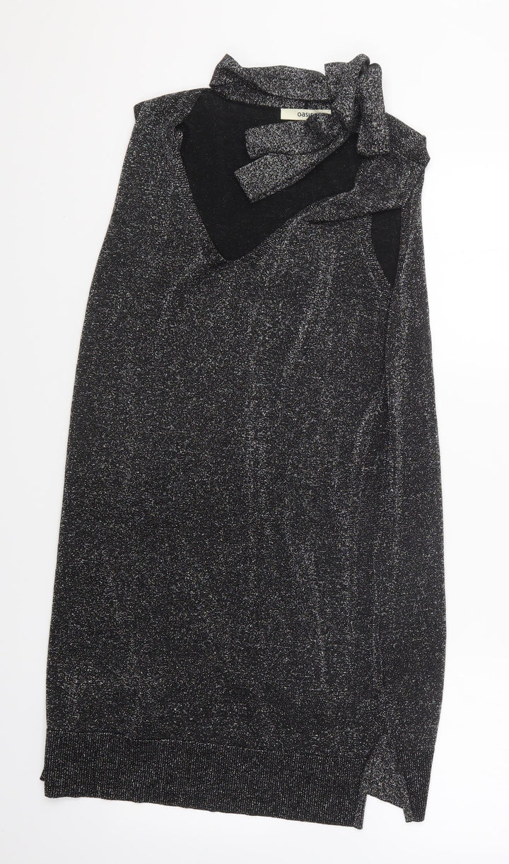 Oasis Womens Silver Polyester Basic Blouse Size L Halter
