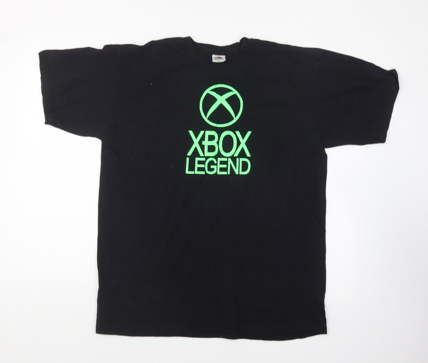 Fruit of the Loom Mens Black Cotton T-Shirt Size L Round Neck - XBox Legend
