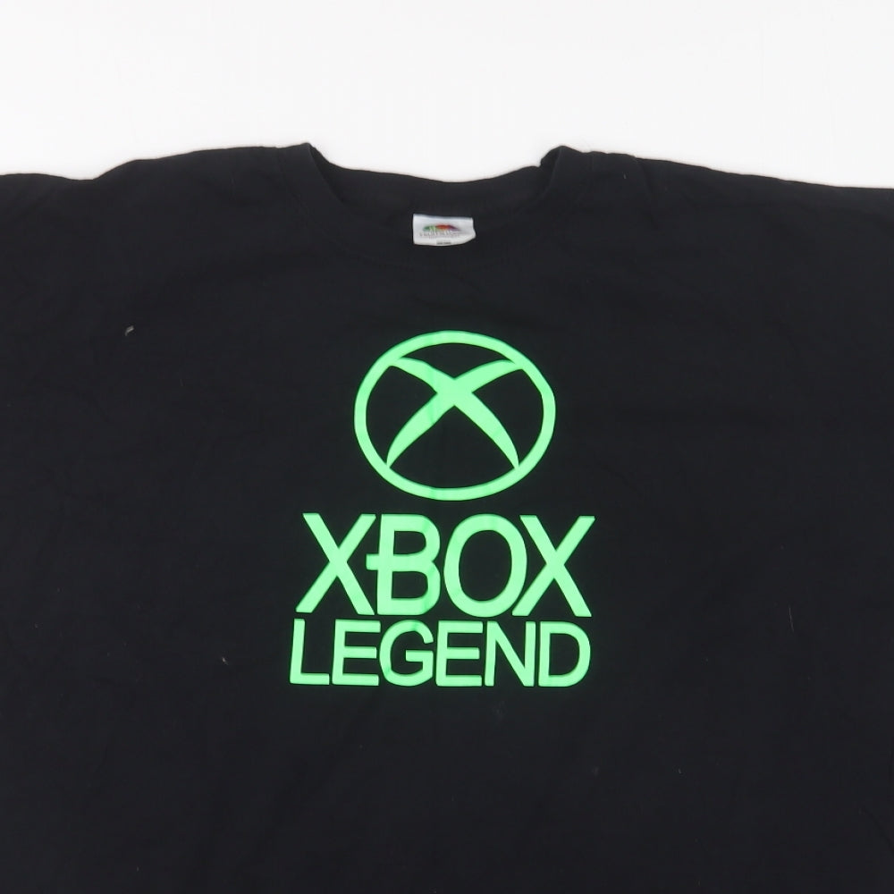 Fruit of the Loom Mens Black Cotton T-Shirt Size L Round Neck - XBox Legend