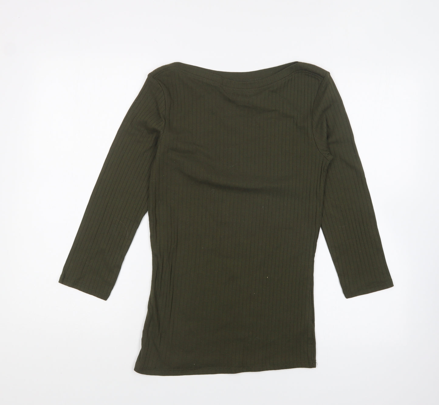 Dorothy Perkins Womens Green Cotton Basic T-Shirt Size 12 Boat Neck