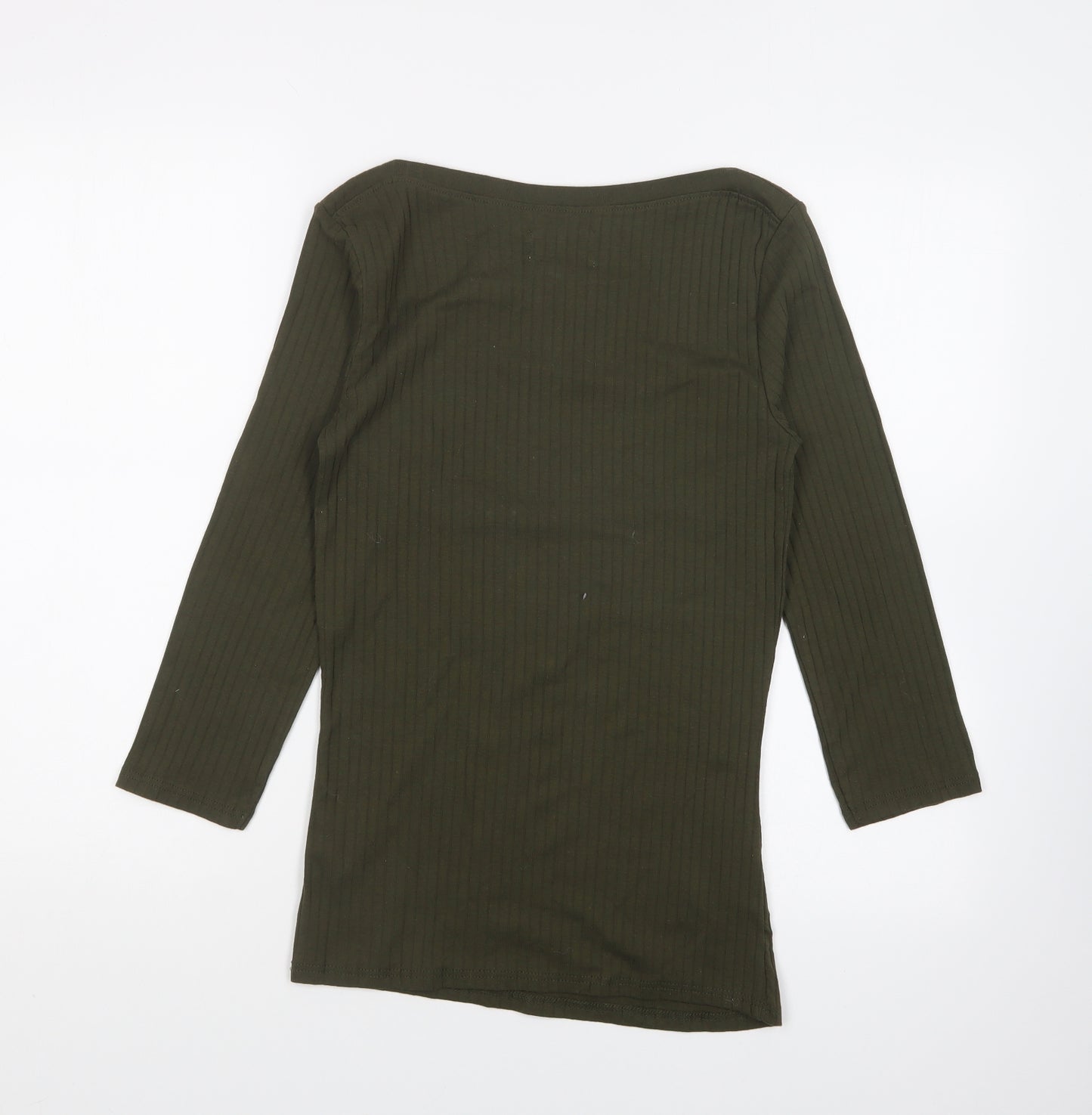 Dorothy Perkins Womens Green Cotton Basic T-Shirt Size 12 Boat Neck