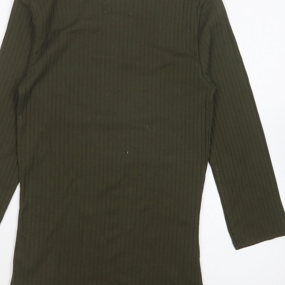 Dorothy Perkins Womens Green Cotton Basic T-Shirt Size 12 Boat Neck