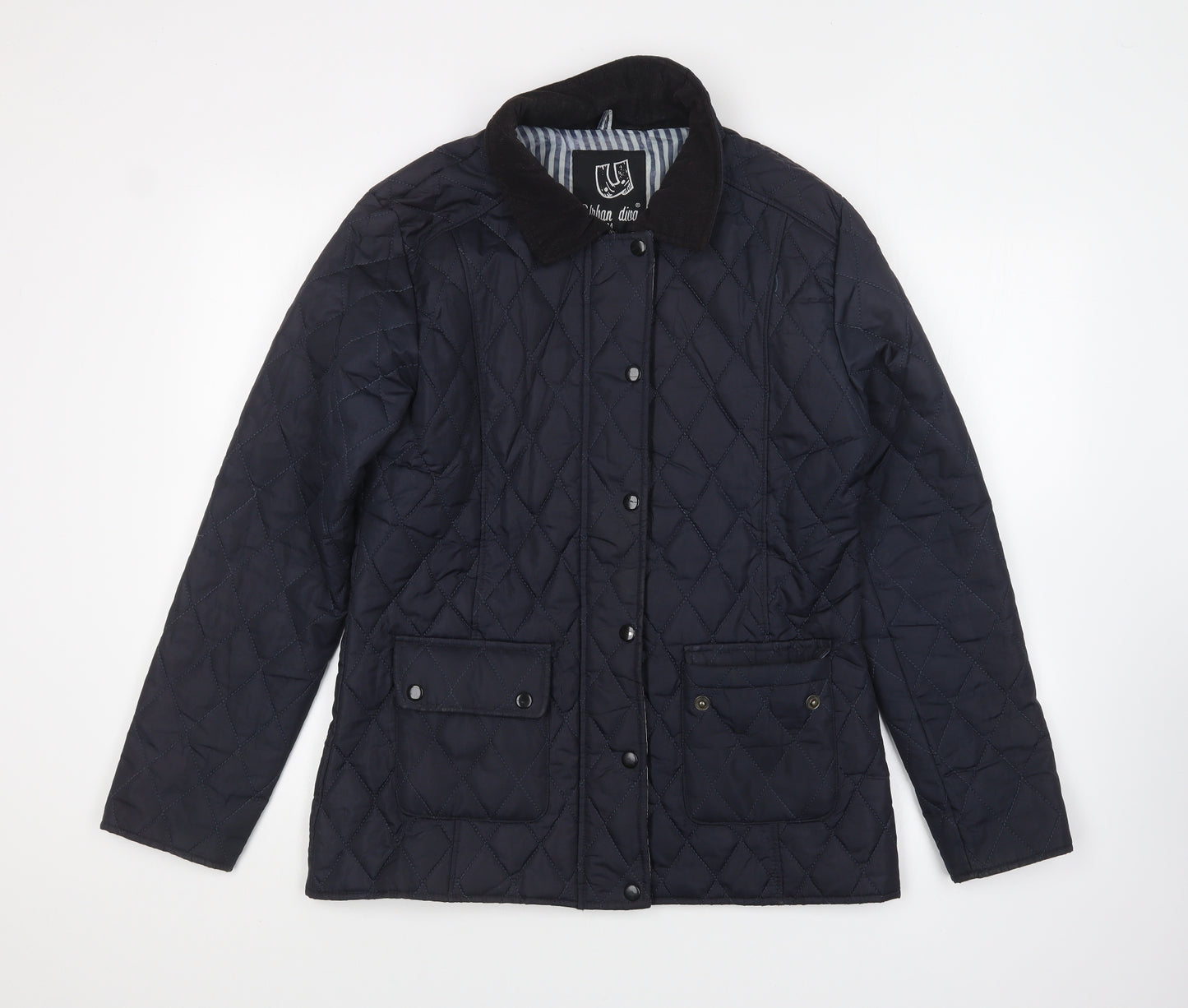 Urban Diva Womens Blue Quilted Coat Size M Snap